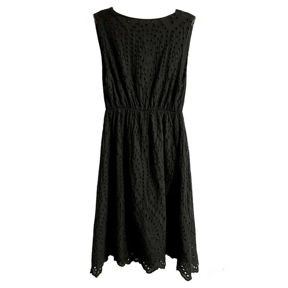Le Ragazze Made in Italy Black Scalloped Eyelet Midi Dress Large Fully L… - Picture 3 of 8